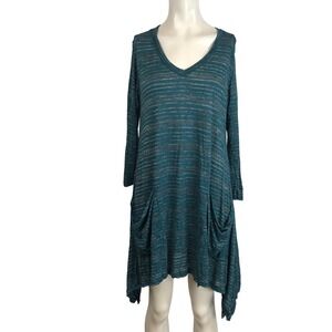Comfy USA Teal Stripe Pocket Tunic Dress XS